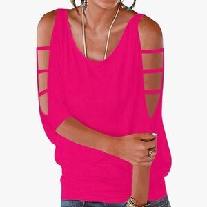 Women's Pink Cold Shoulder Top